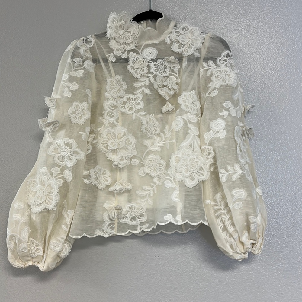 Silk Blouse with silk appliqués. Perfect for bridal brunch